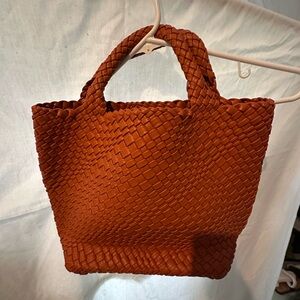 Elegant Woven Tan Handbag by Anthropologie.